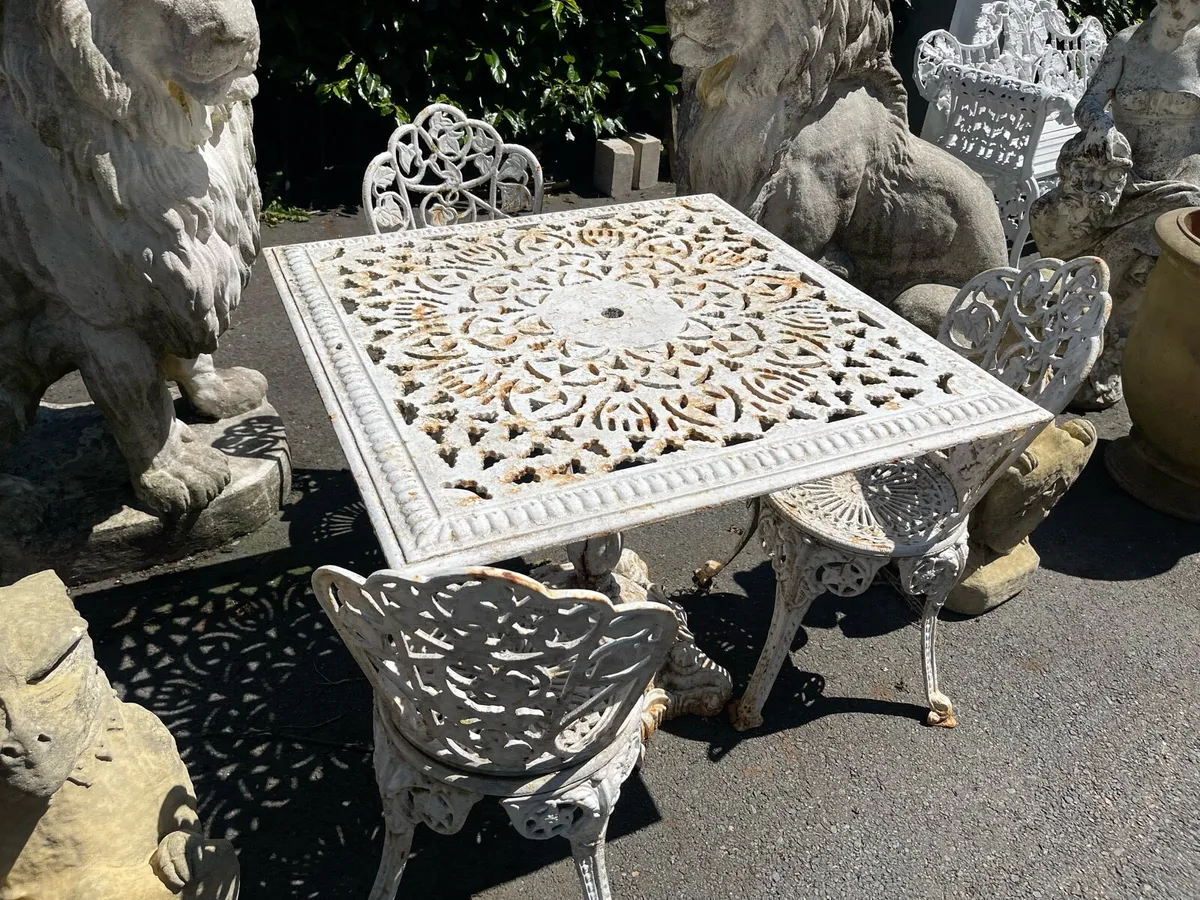Heavy cast iron garden table chairs - Image 2