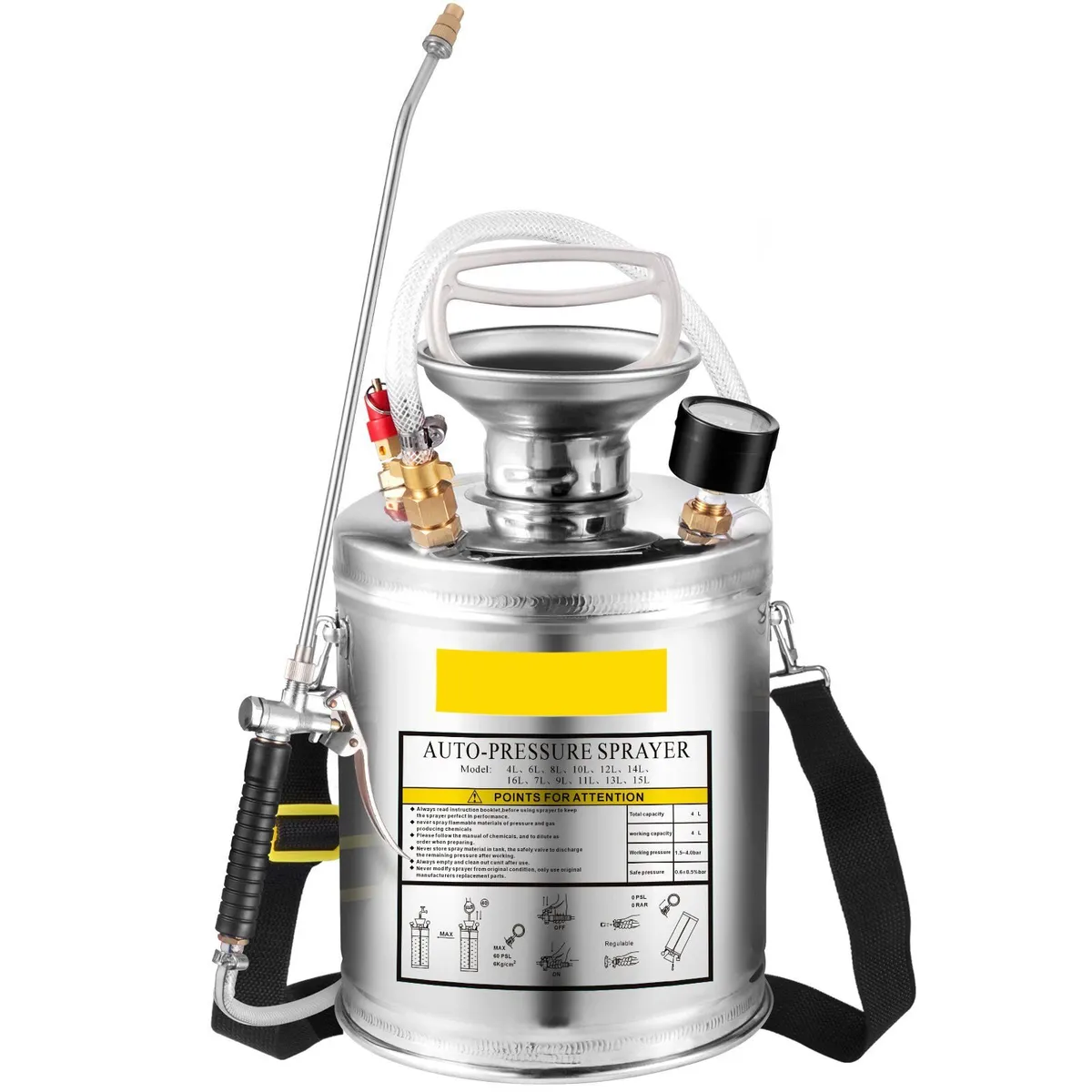 4L, 1 Gallon Stainless Steel Hand-pumped Sprayer - Image 2