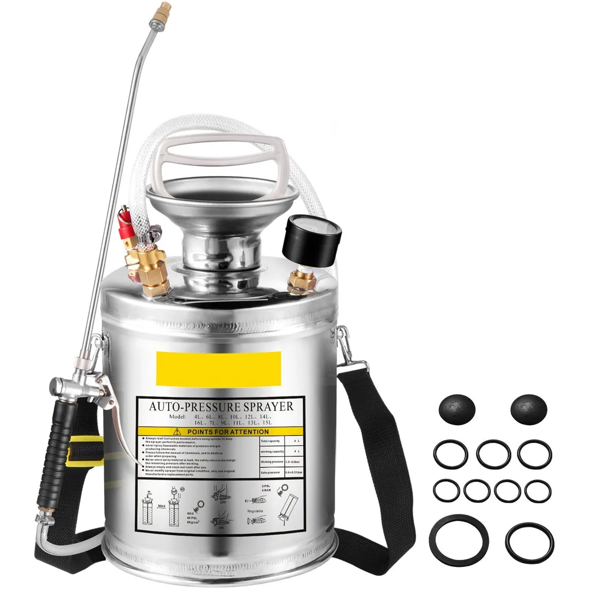 4L, 1 Gallon Stainless Steel Hand-pumped Sprayer - Image 1