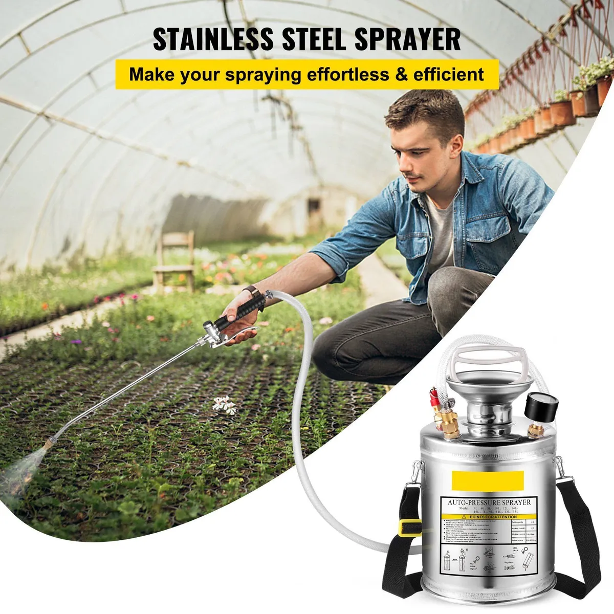 4L, 1 Gallon Stainless Steel Hand-pumped Sprayer - Image 3