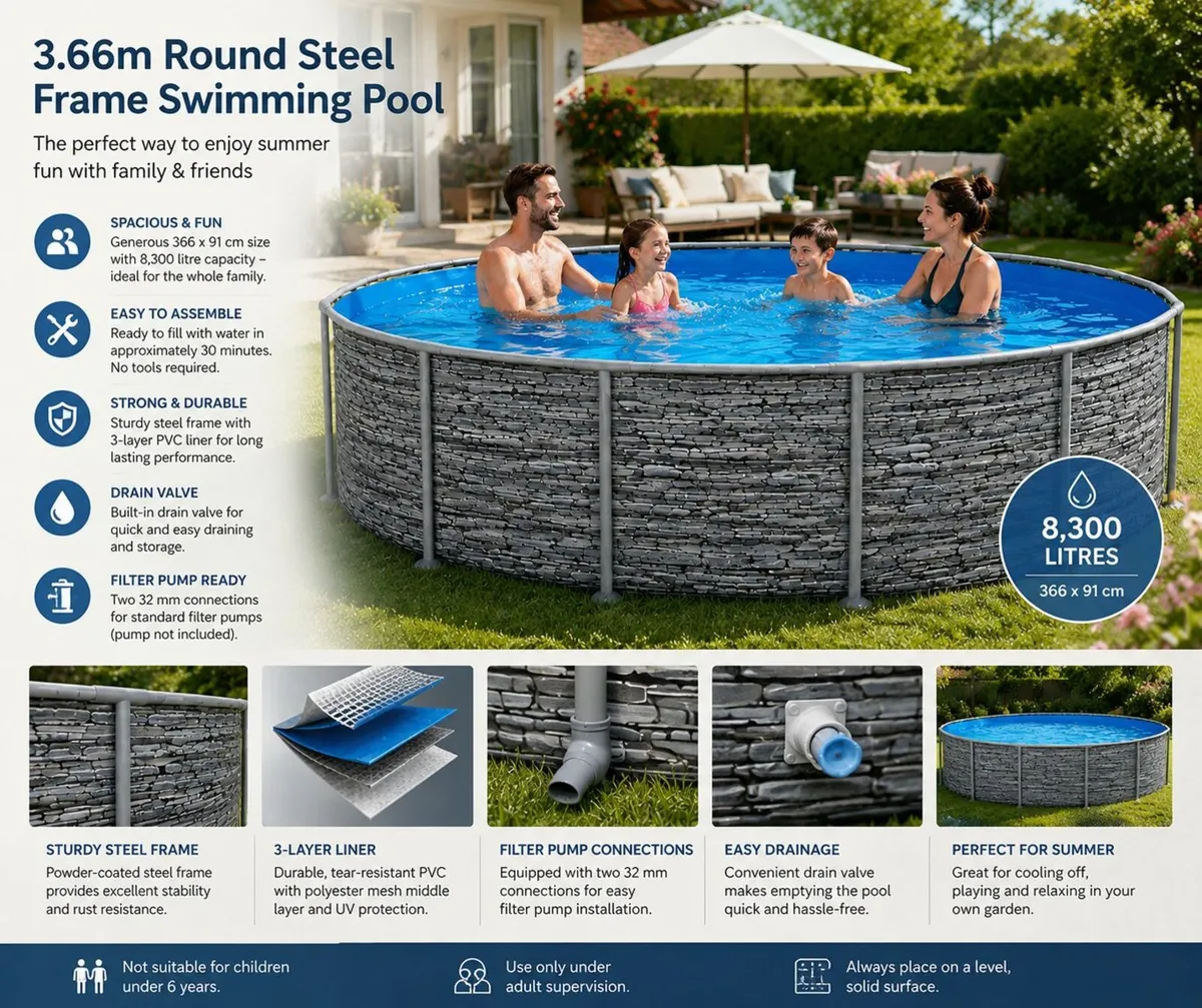 Round Steel Frame Swimming Pool - Image 1