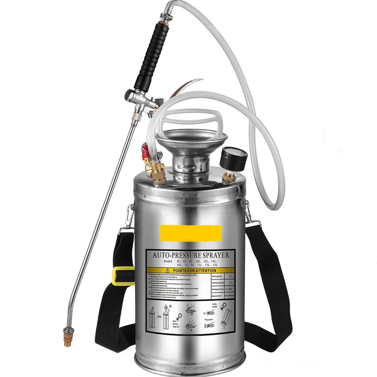 6L, 1.5 Gallon Stainless Steel Hand-pumped Sprayer - Image 1
