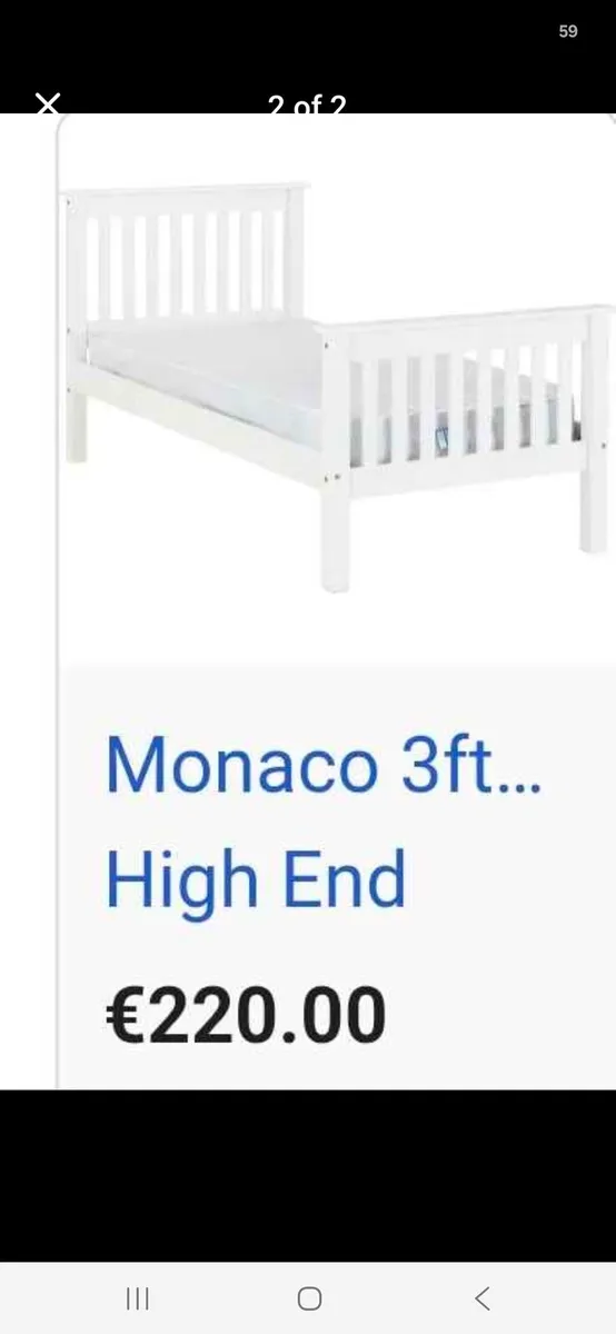 white single bed & mattress - Image 1