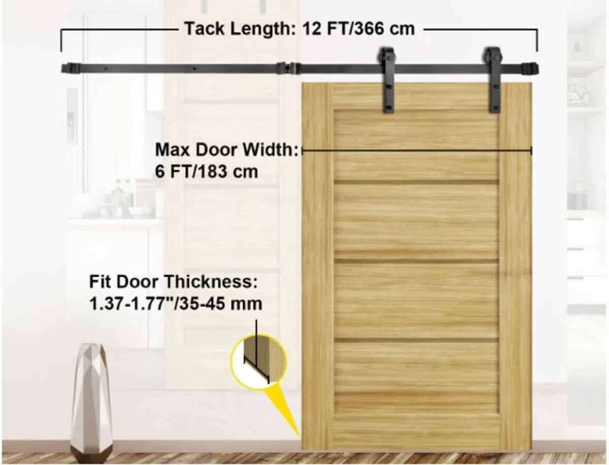 12FT Heavy Duty Double Sliding Barn Door Hardware - Image 3