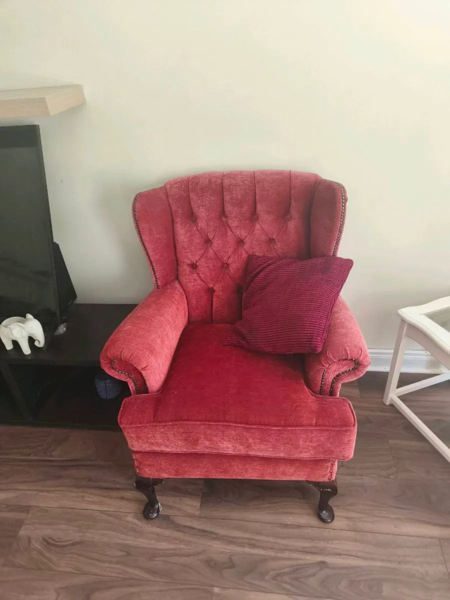 queen ann antique chairs ruby red upholstered rece - Image 3