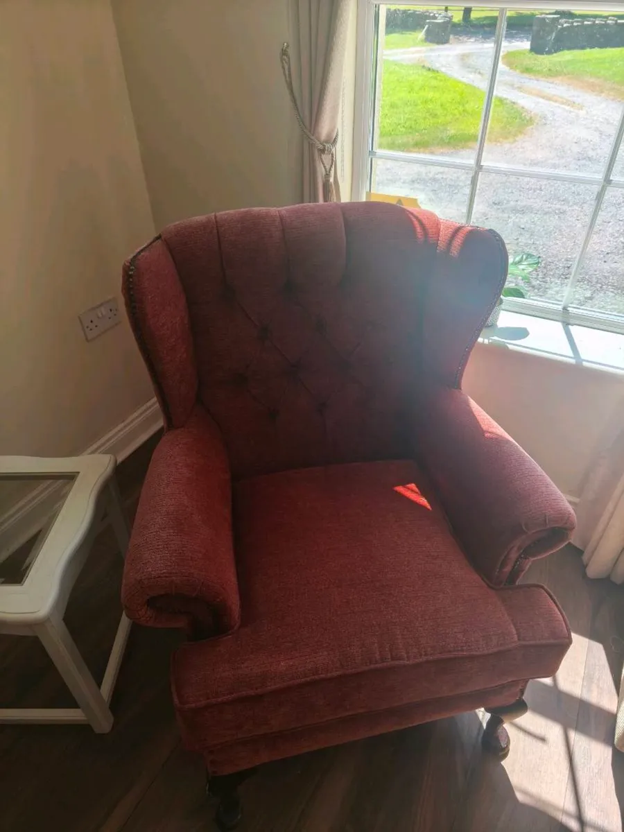 queen ann antique chairs ruby red upholstered rece - Image 4