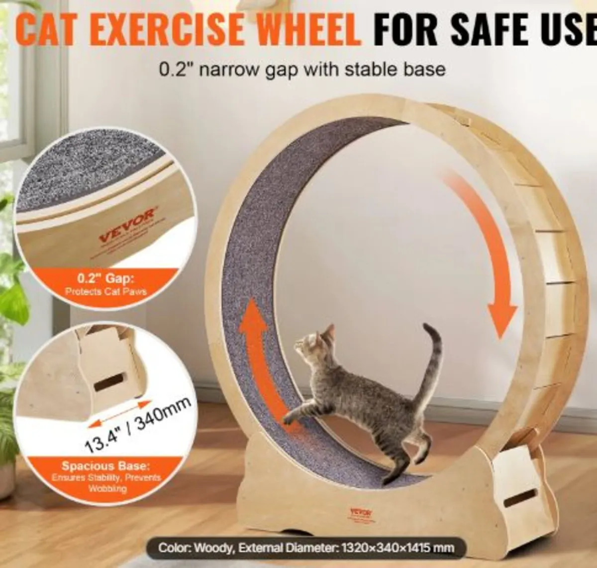 Cat Exercise Wheel, Large Cat Treadmill Wheel - Image 1