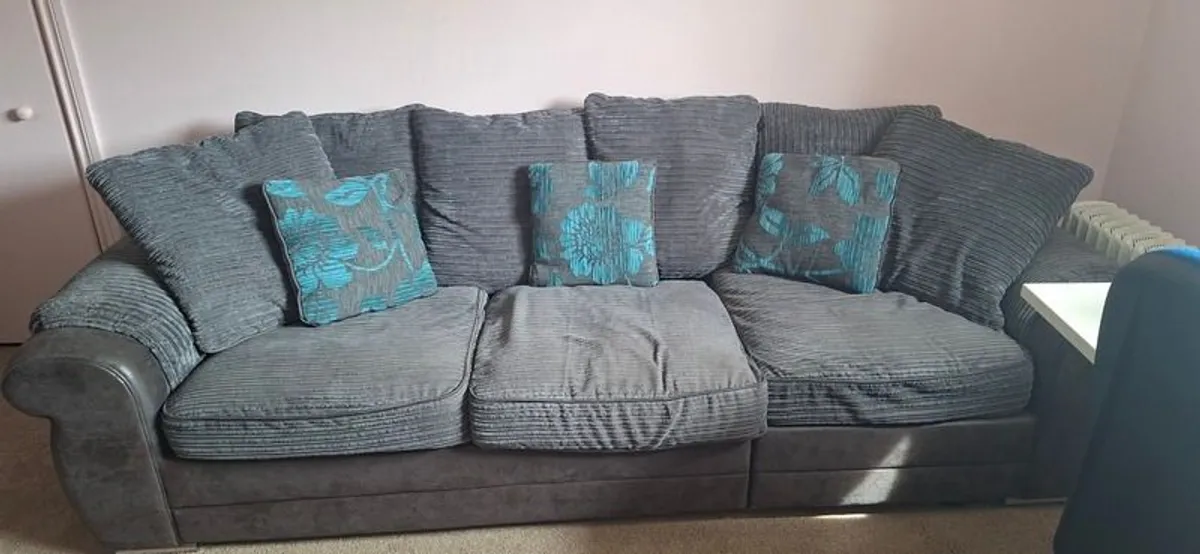 Comfortable Grey Sofa & Swivel Chair Set - From Next - Image 1