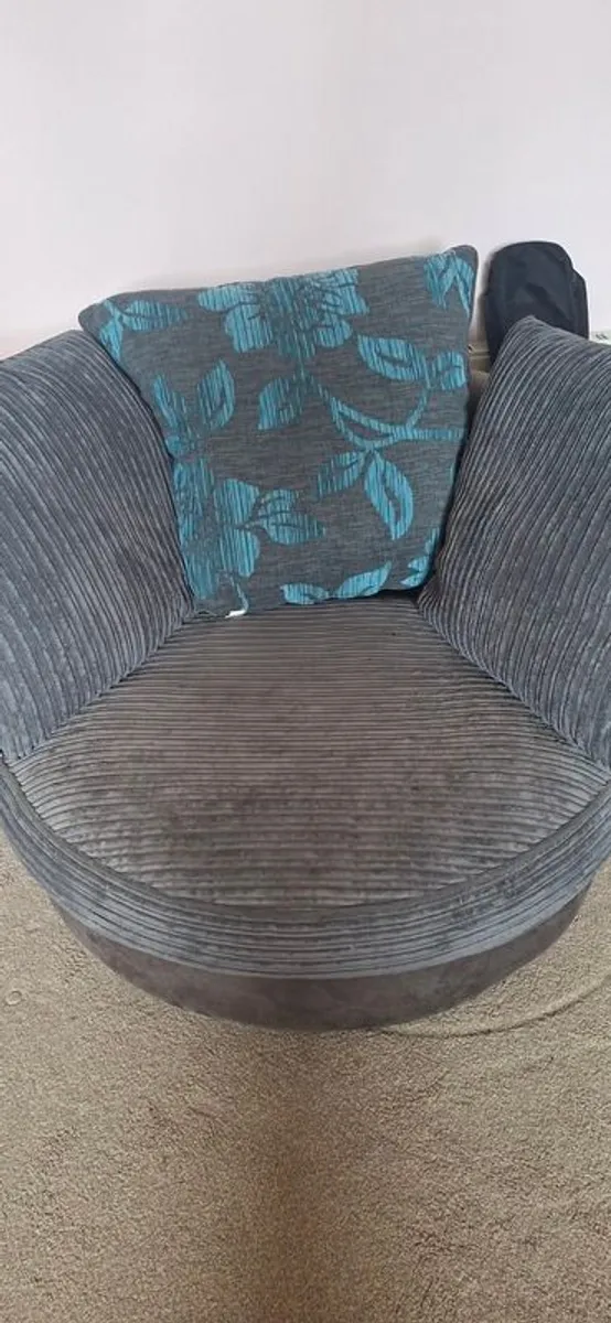 Comfortable Grey Sofa & Swivel Chair Set - From Next - Image 3