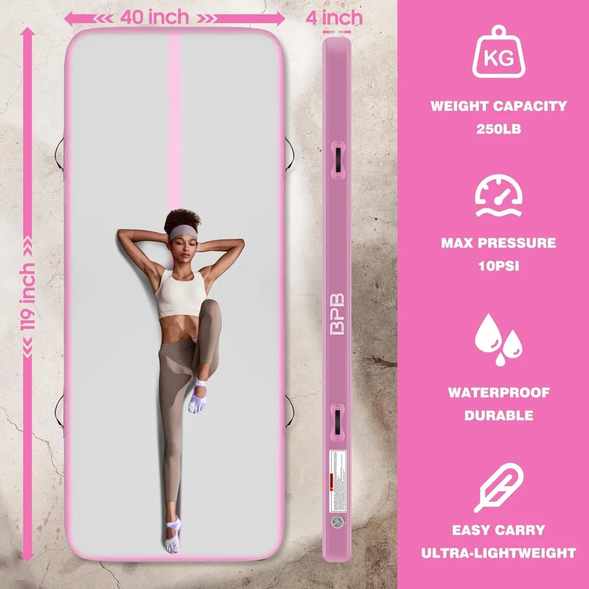 300x100x10 cm Inflatable Mats for Gymnastics - Image 2