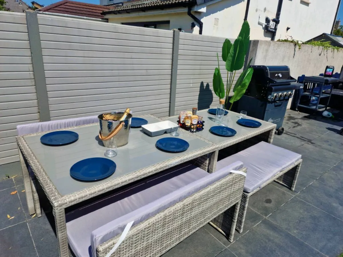 Outdoor Extending Dining Set - Grey Rattan - Image 2