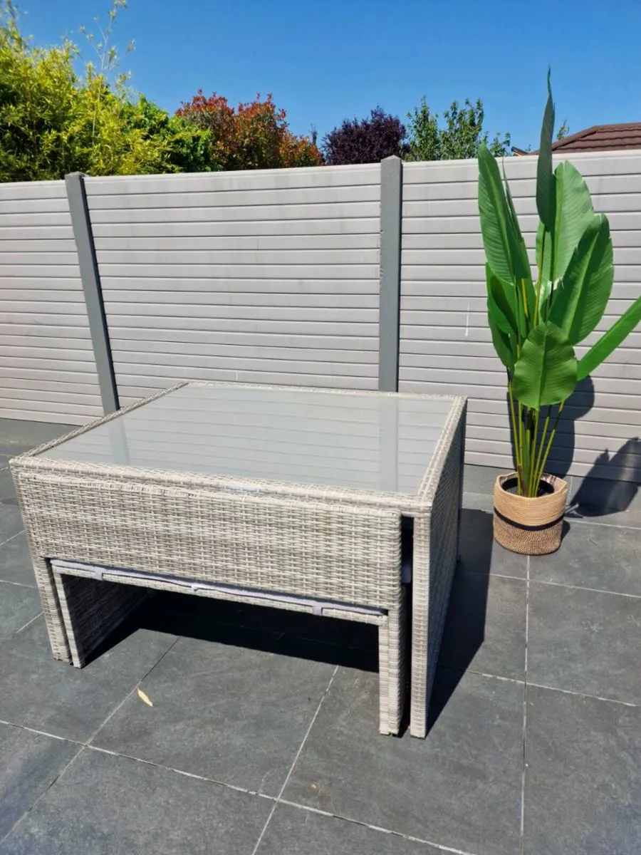 Outdoor Extending Dining Set - Grey Rattan - Image 4