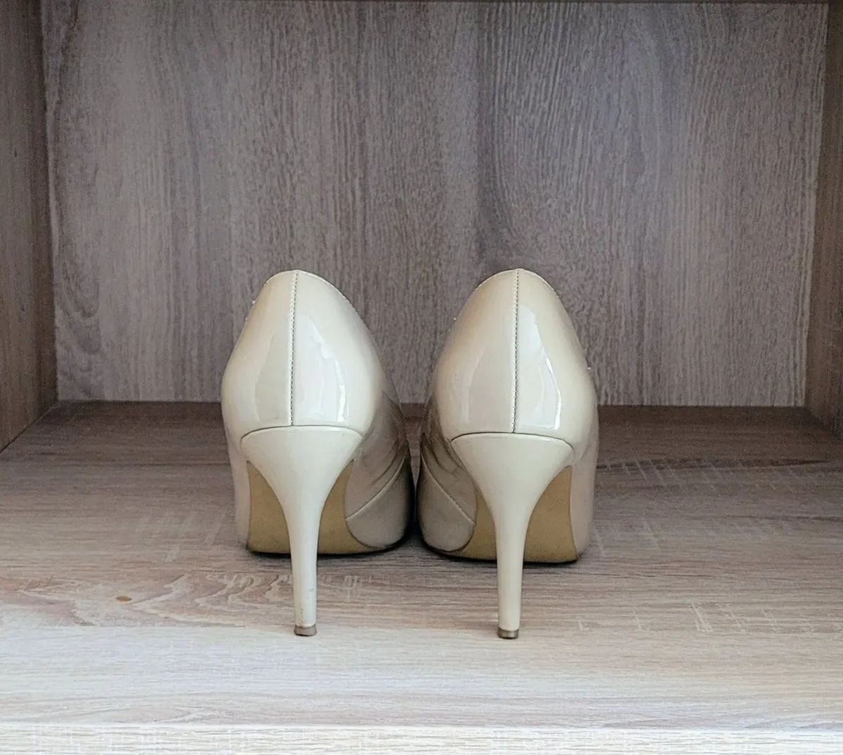 Beige Patent High Heels - Image 1
