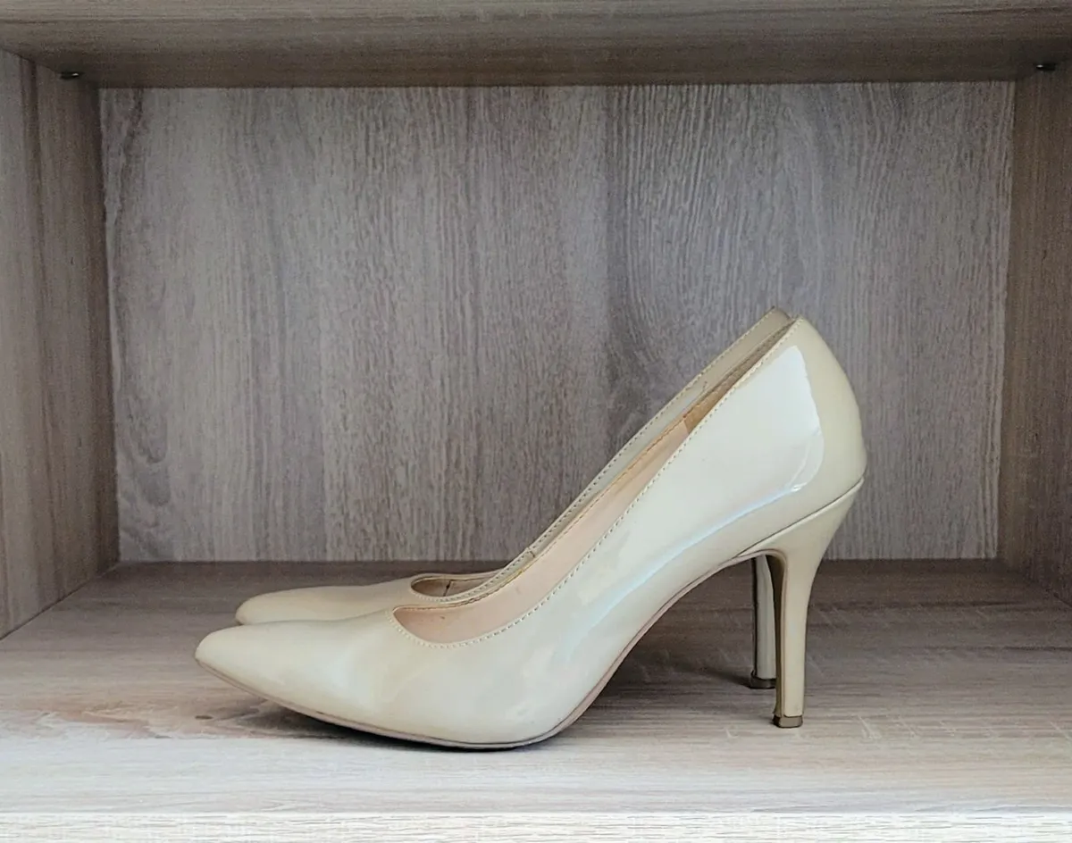 Beige Patent High Heels - Image 2