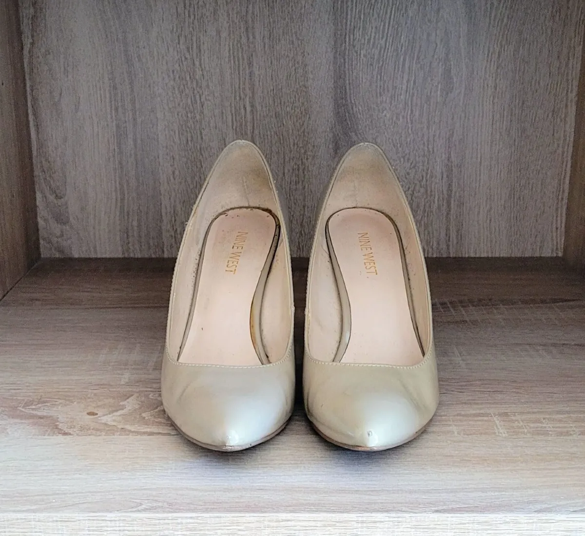 Beige Patent High Heels - Image 3