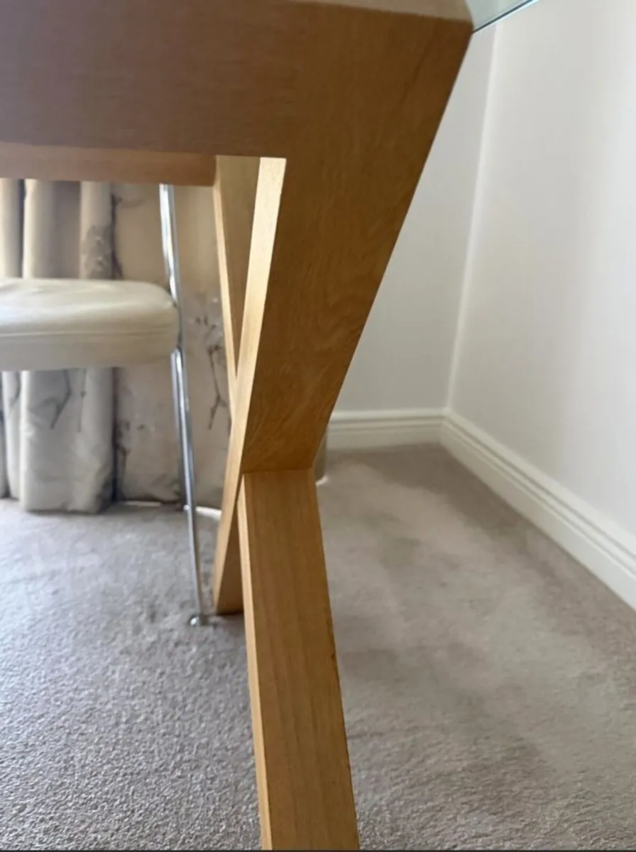 Modern Glass Table with Four Matching Cream Chairs - Image 4