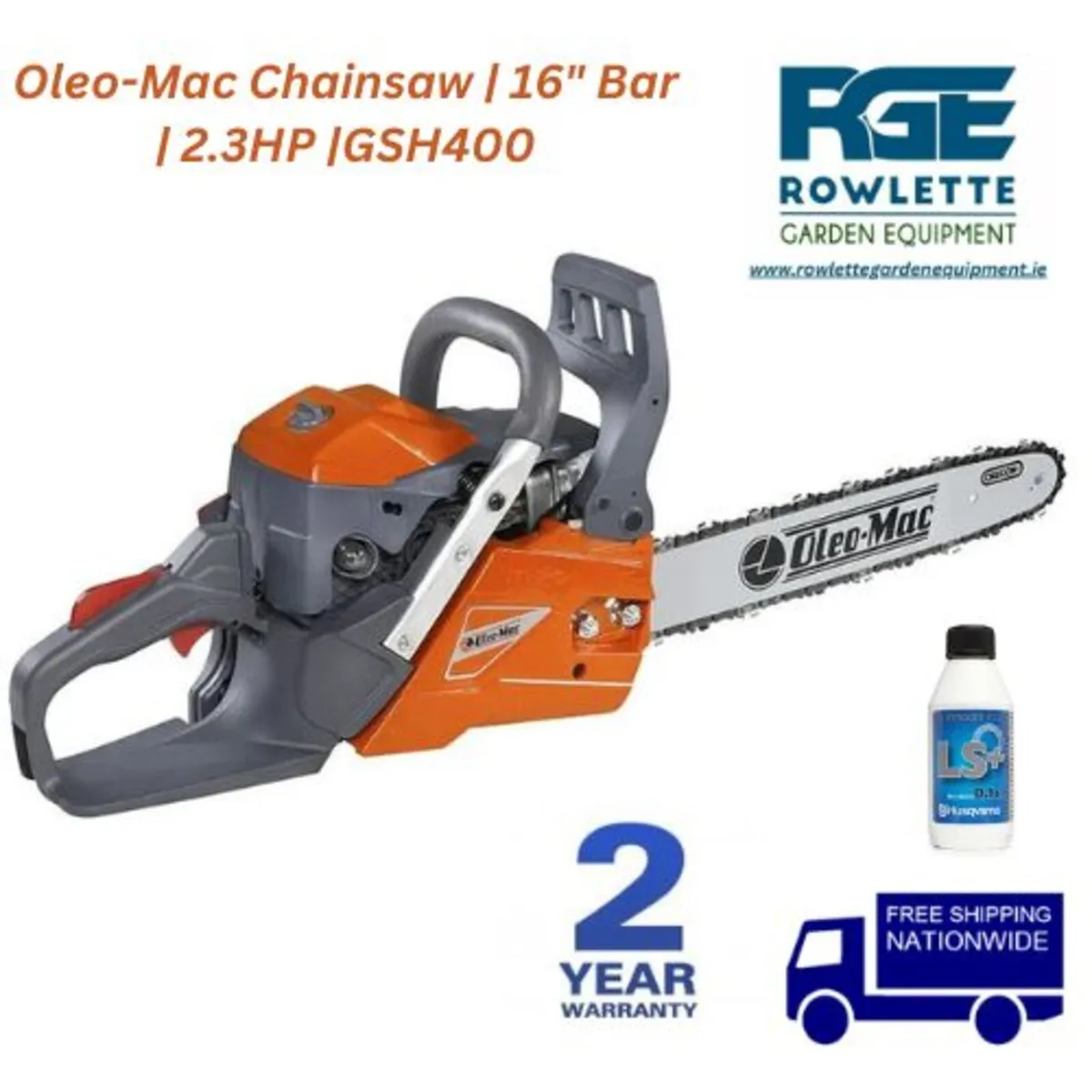 Oleo Mac GSH 400 Chainsaw- 16" bar - Image 1