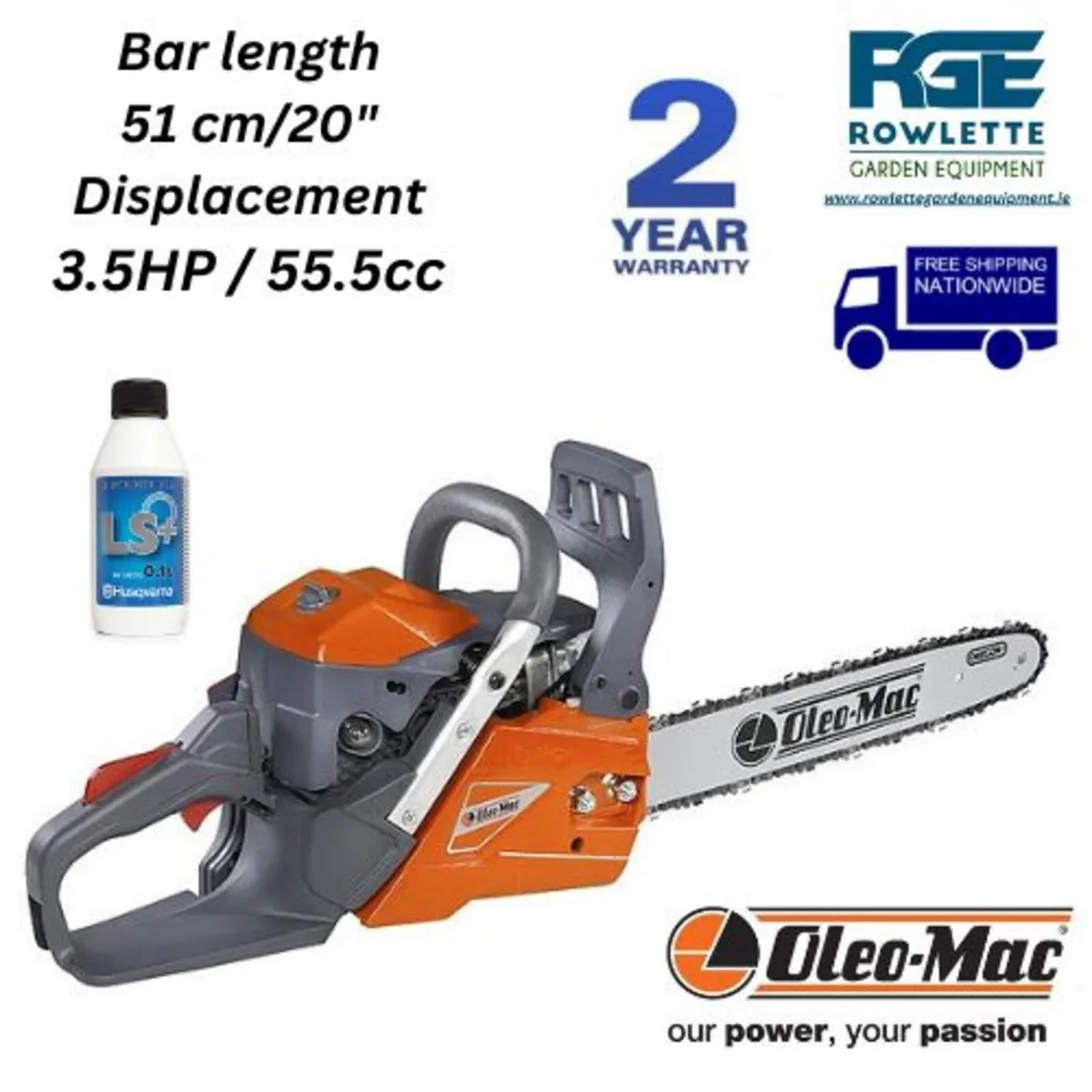 Oleo Mac GSH 560 Chainsaw 20" Bar - Image 1