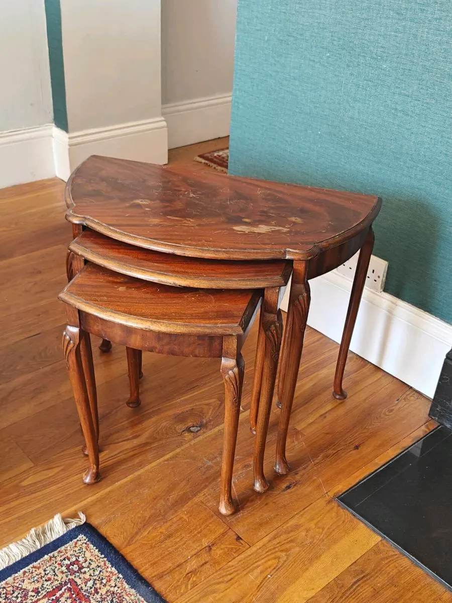Vintage Nest of Three Mahogany Tables - Image 1
