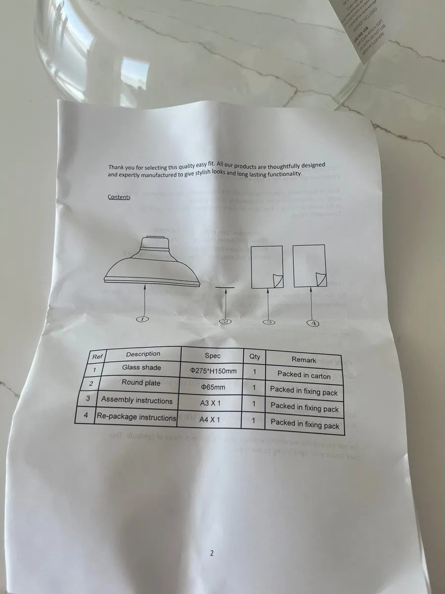 Light shade clear x 3 for over island - Image 3