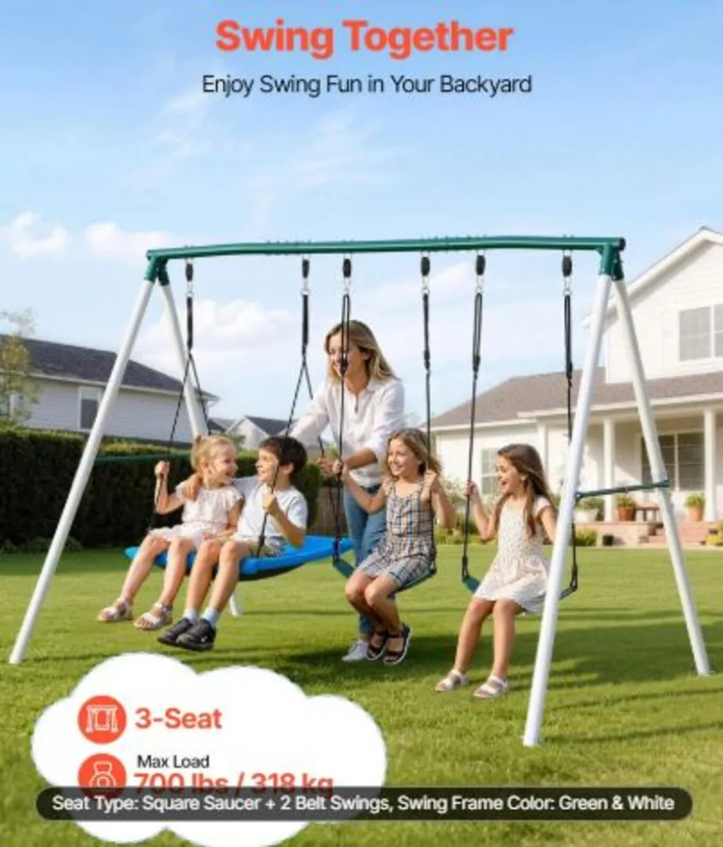 R Swing Set for Backyard, 110 x 80 cm Swing Seat - Image 1