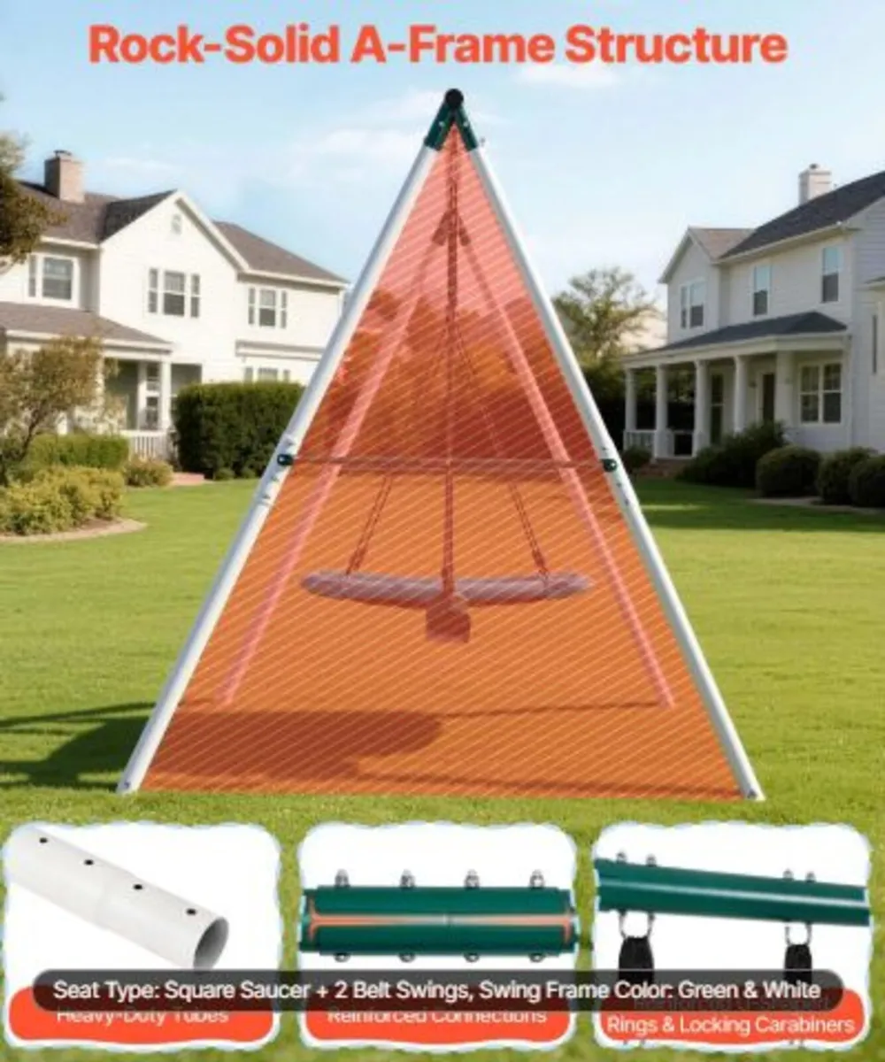R Swing Set for Backyard, 110 x 80 cm Swing Seat - Image 4