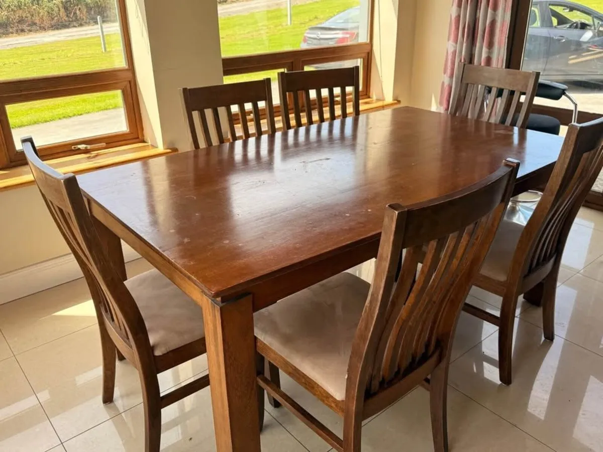 Solid Wood Dining Table & 6 Chairs - Image 4