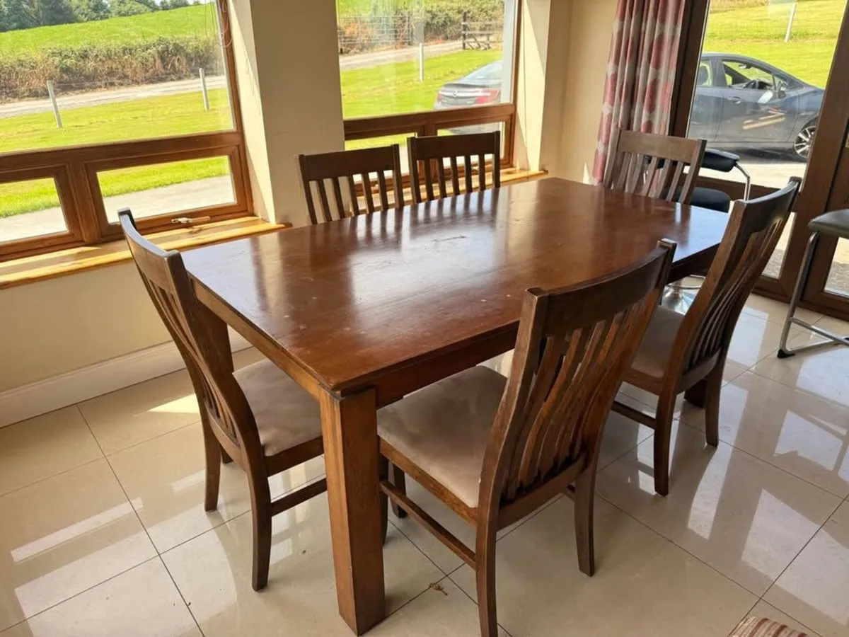 Solid Wood Dining Table & 6 Chairs - Image 3