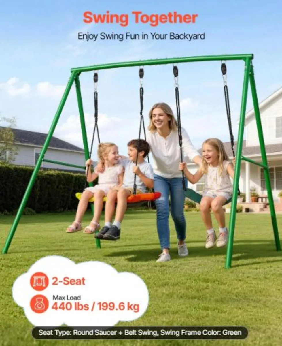 Swing Set for Backyard, 80 cm Saucer Swing Seat - Image 2