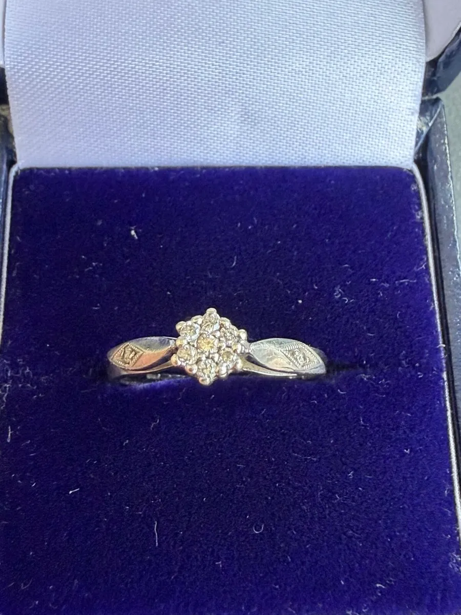9ct White Gold Cluster Ring (Size N) - Image 1