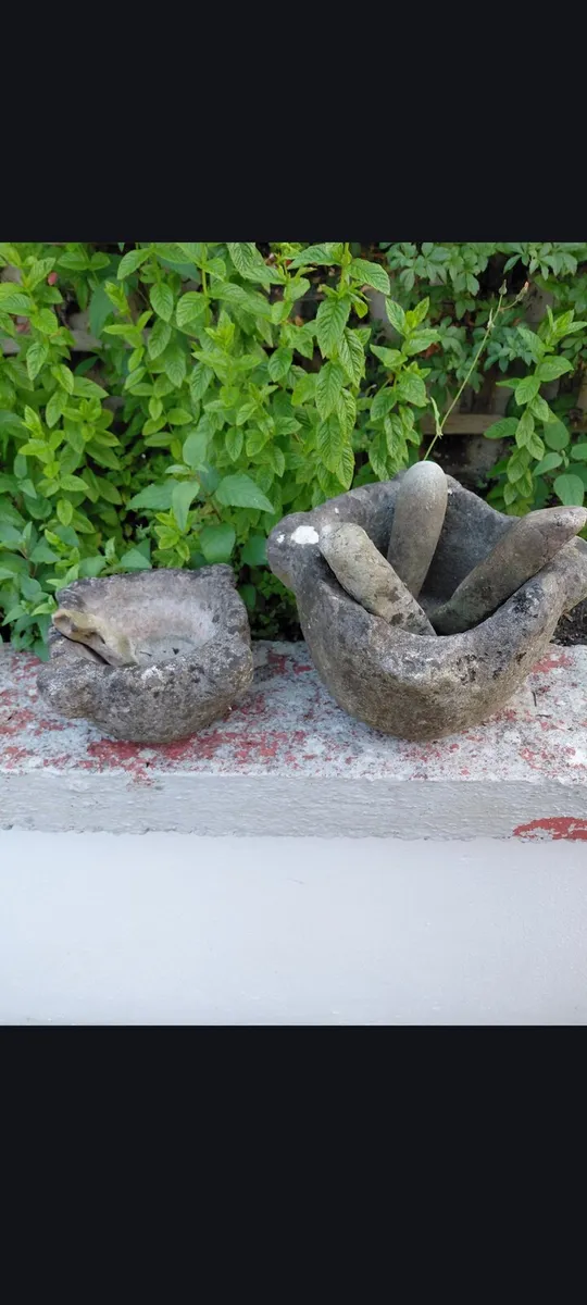 antique hand-carved stone mortar and pestle sets,