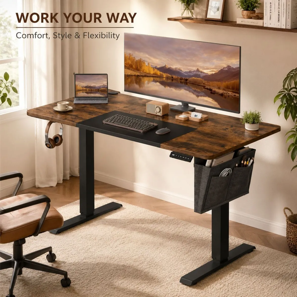 Height-adjustable electric desk 140CM - Image 1