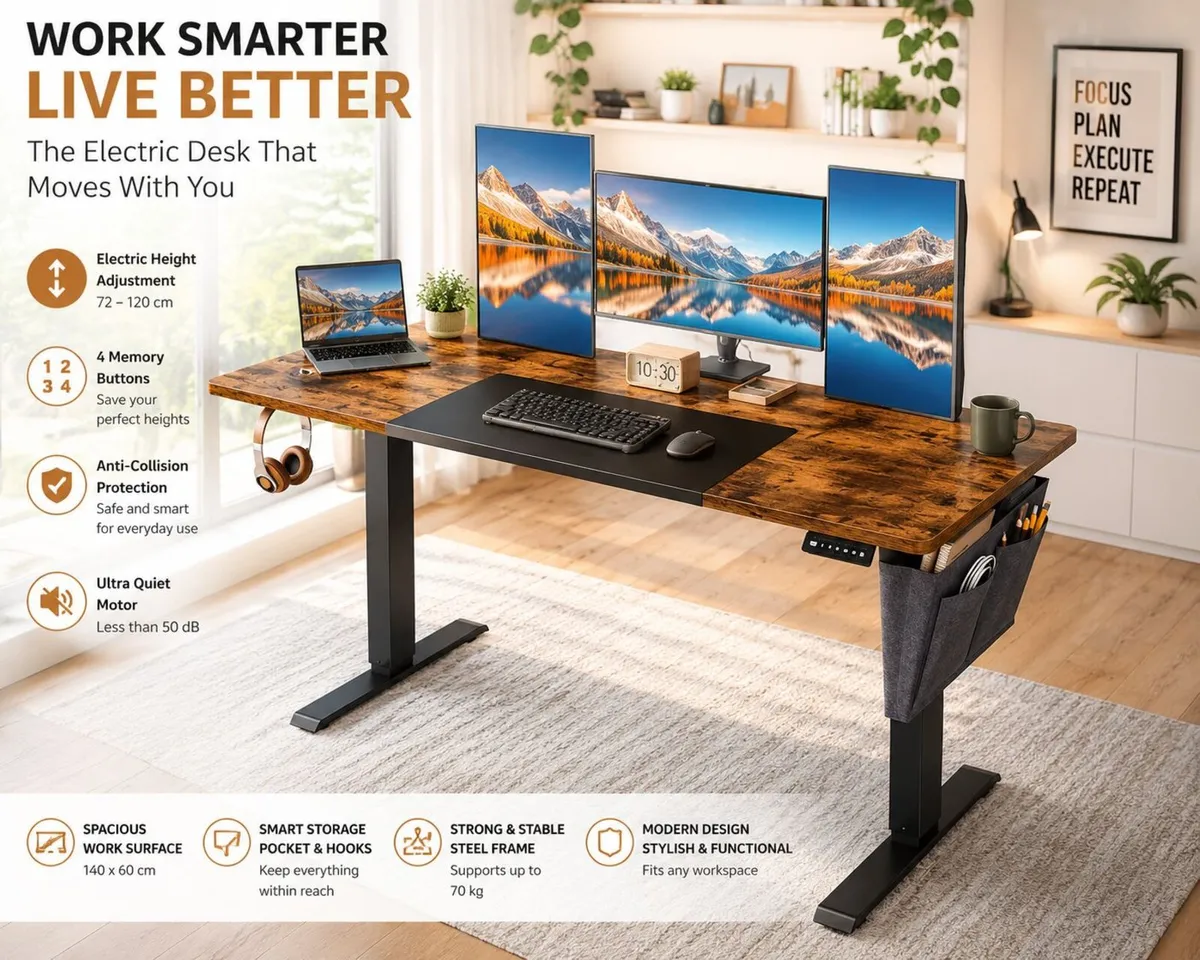 Height-adjustable electric desk 140CM - Image 2