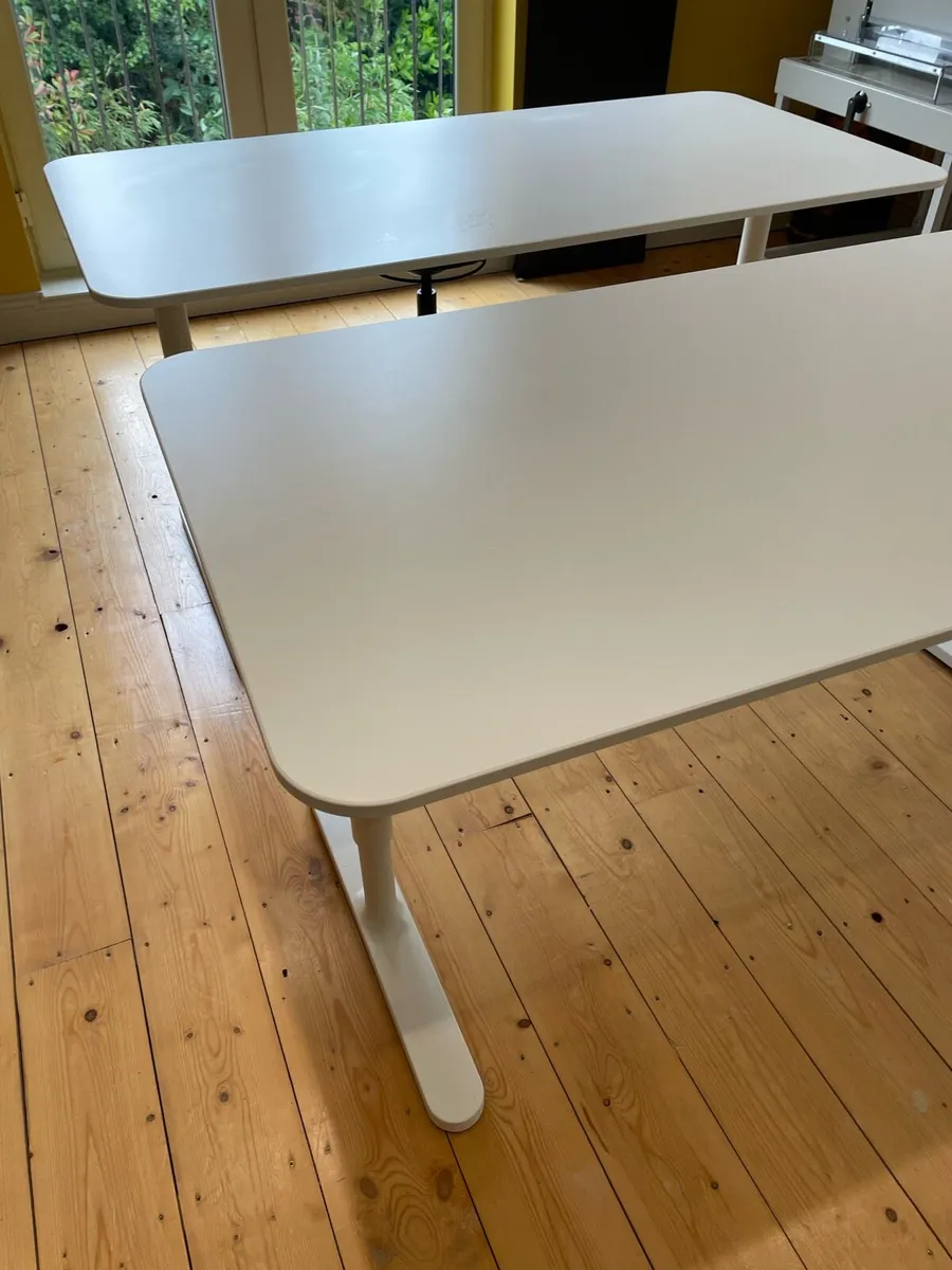 2 x IKEA 160 x80cm adjustable office desks - Image 2