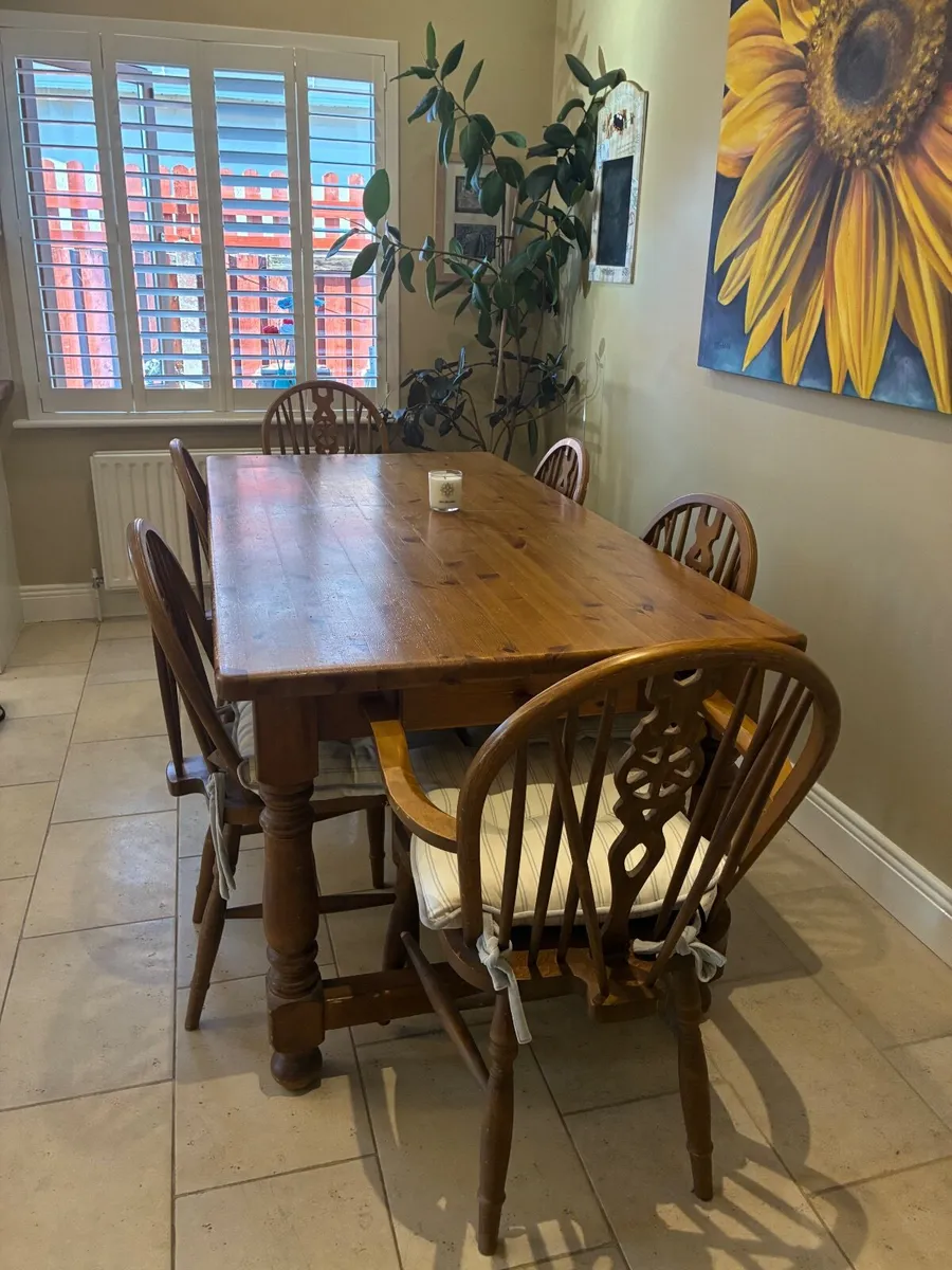 Country kitchen Farm house Table and 6 chairs - Image 2