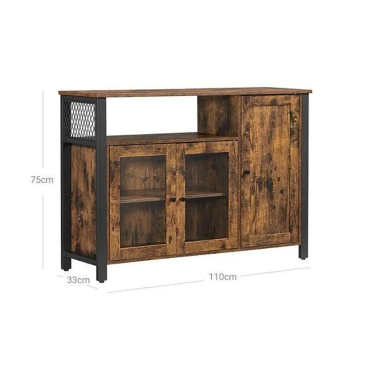 Industrial Storage Cabinet with Glass Doors – Rust - Image 3