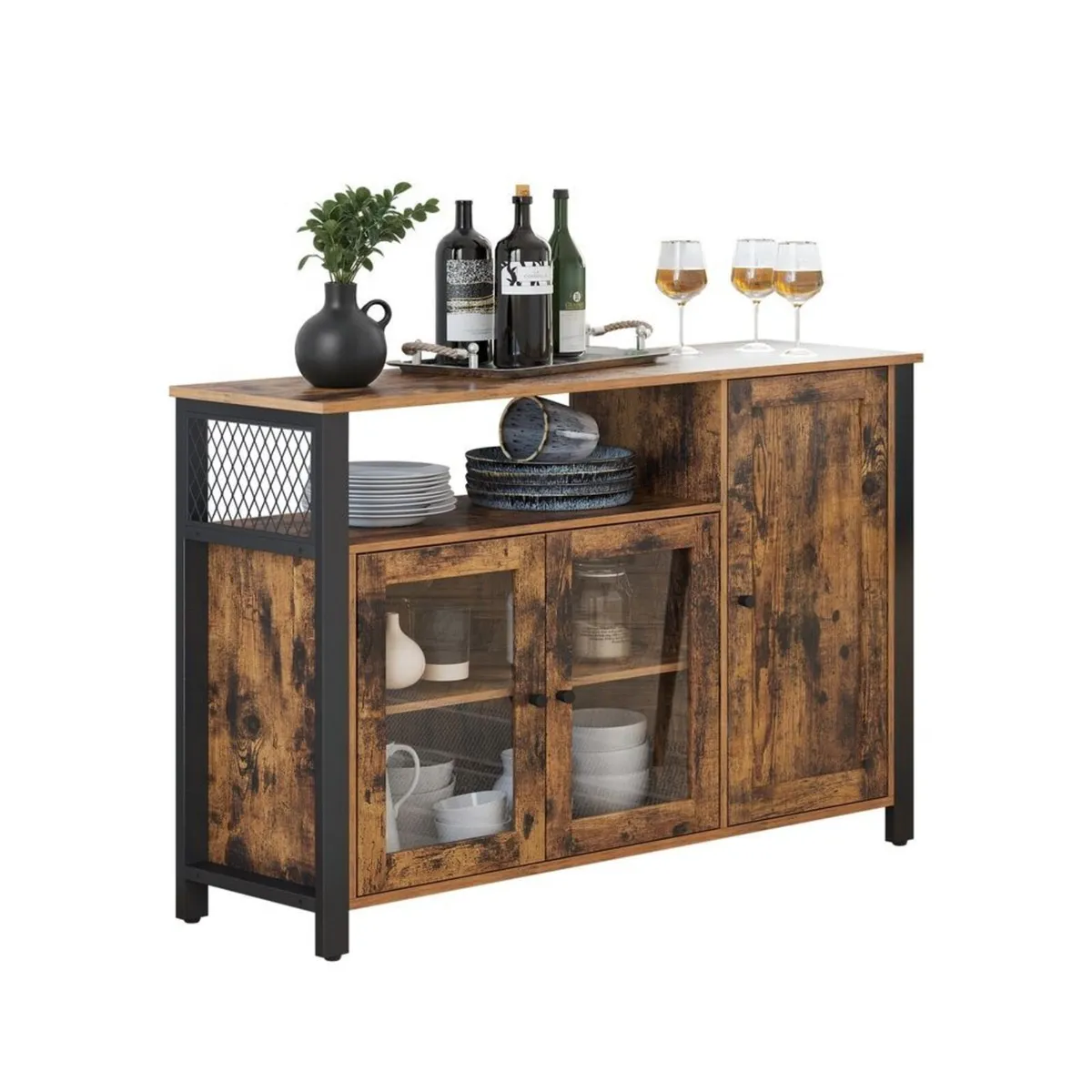 Industrial Storage Cabinet with Glass Doors – Rust - Image 4