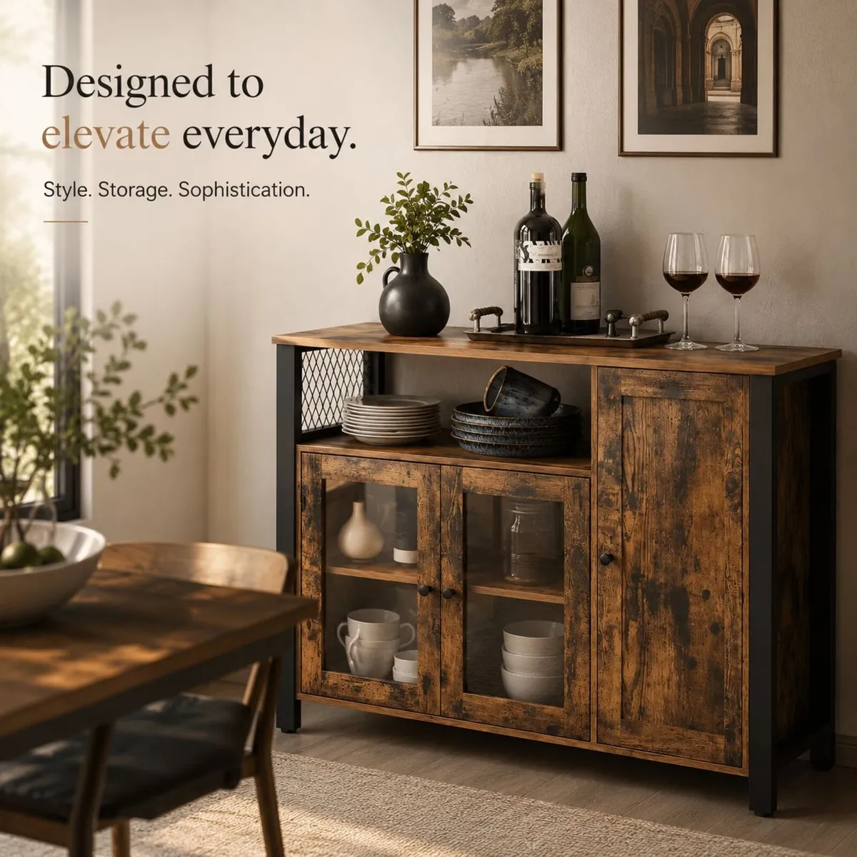 Industrial Storage Cabinet with Glass Doors – Rust - Image 2