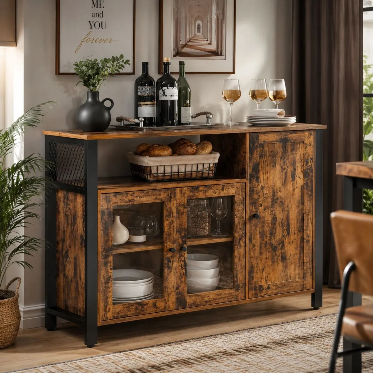 Industrial Storage Cabinet with Glass Doors – Rust - Image 1