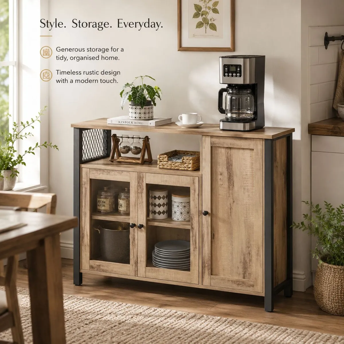 Industrial Storage Cabinet With Glass Doors Rustic - Image 2
