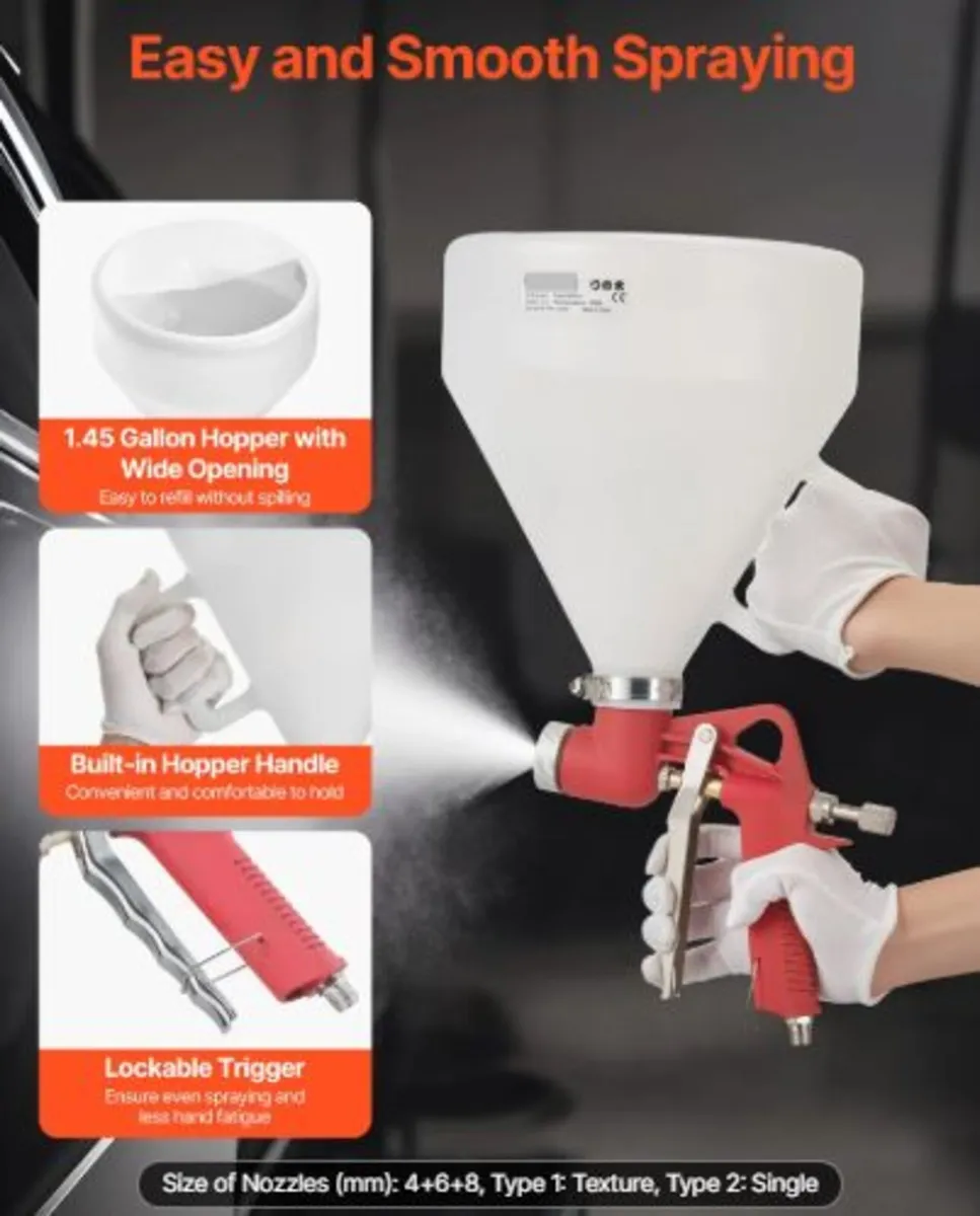 Air Texture Spray Gun, 4.5L Air Hopper Spray Gun, - Image 2