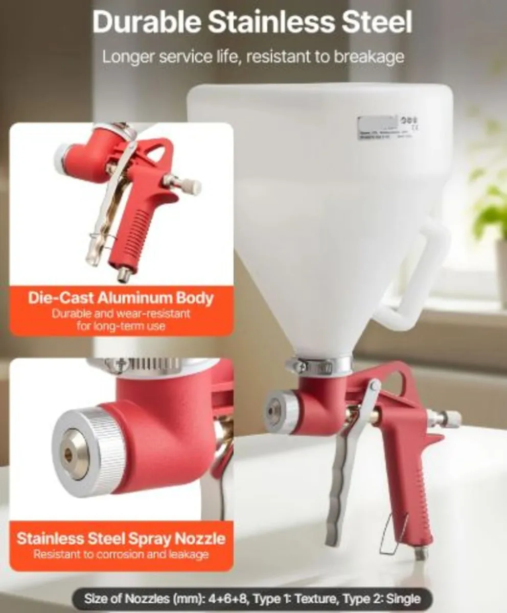 Air Texture Spray Gun, 4.5L Air Hopper Spray Gun, - Image 3
