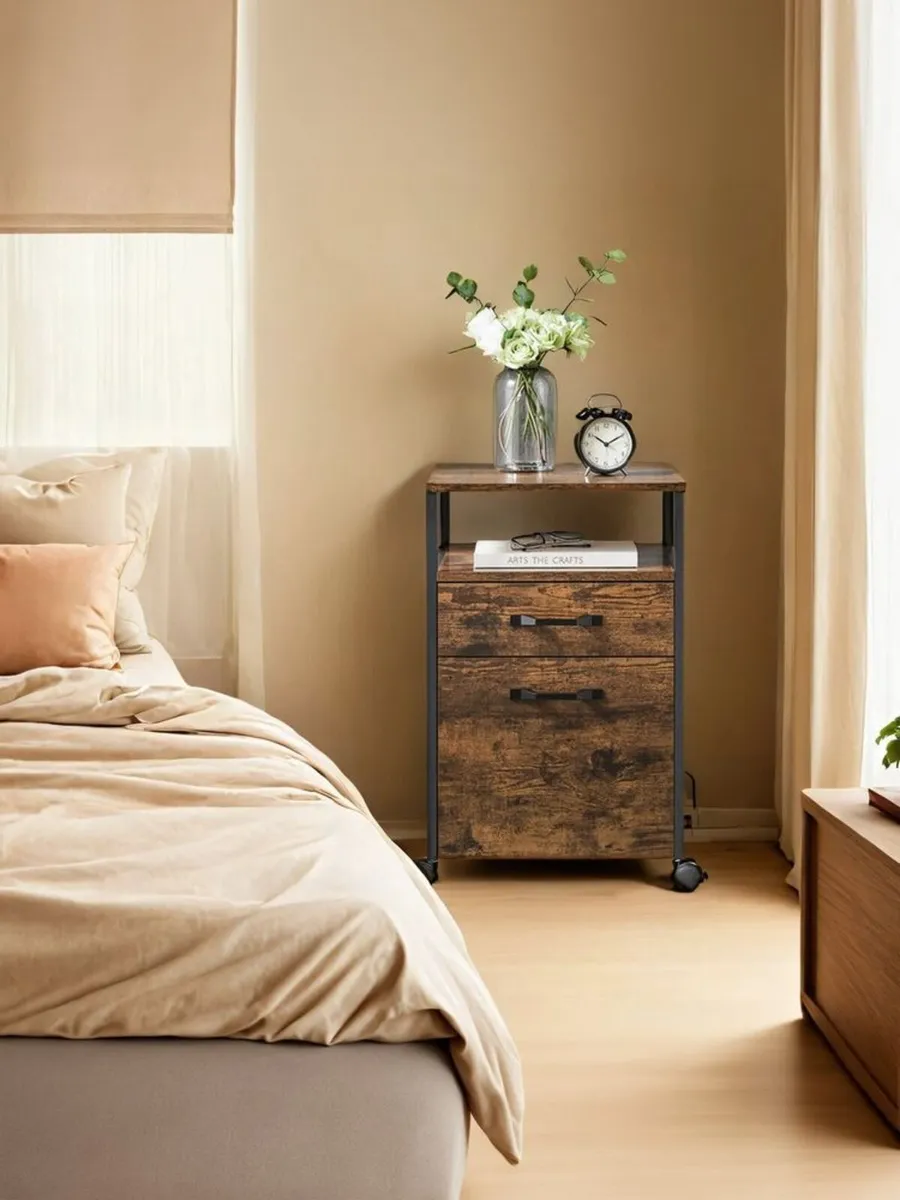 Industrial Mobile Filing Cabinet with Drawers & Ha - Image 3