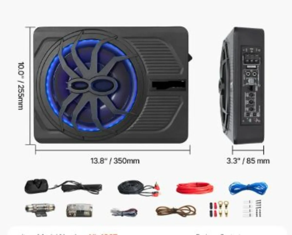 10" 440W Underseat Car Subwoofer, Slim Powered Car - Image 2