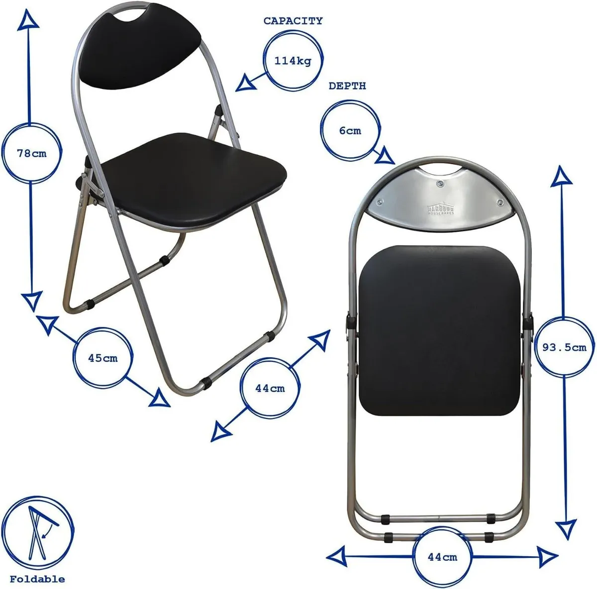 Padded Folding Chairs Pack of 6 Portable - Image 3