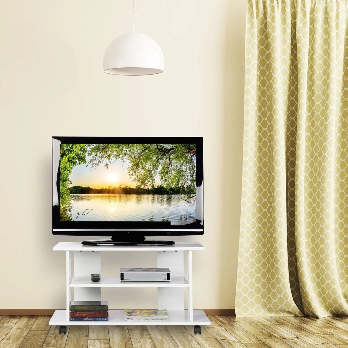 TV Stand on Castors 2 Compartments Console - Image 2