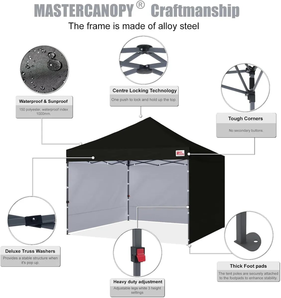 Heavy Duty Pop-Up Gazebo Tent with Sidewalls - Image 3