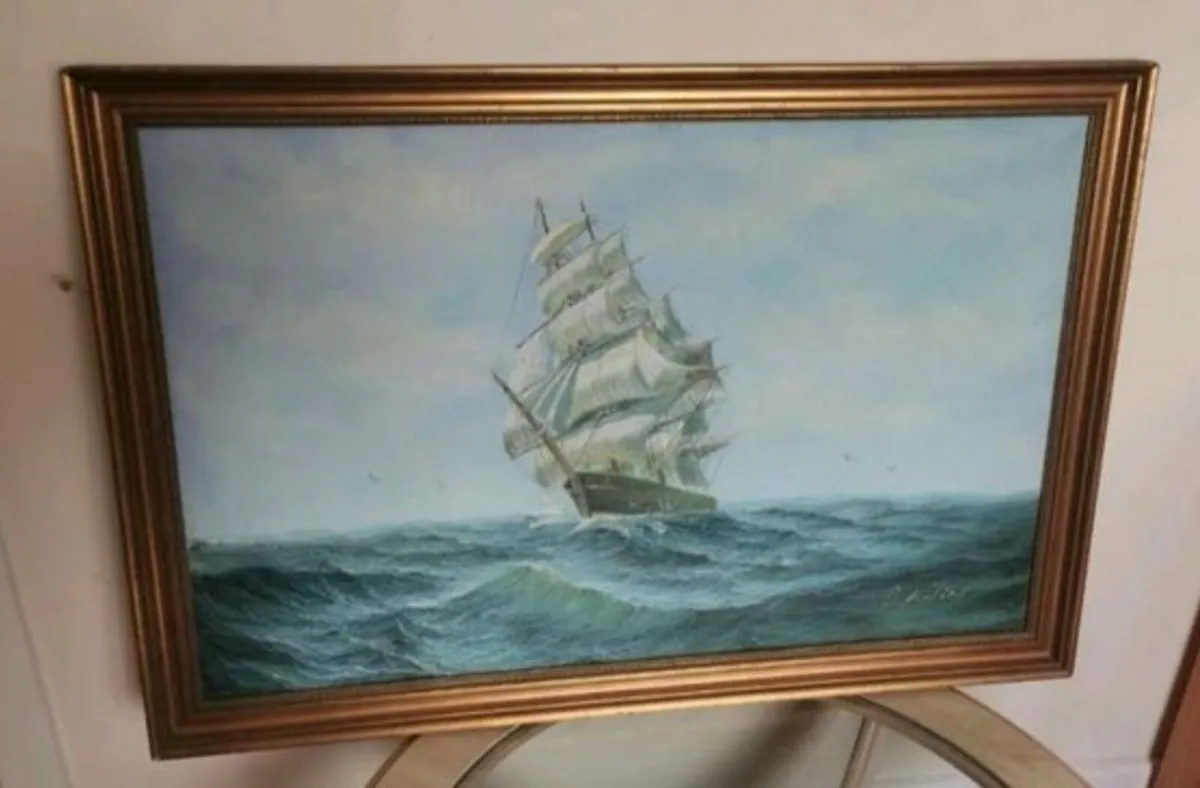 Painting of a ship - Image 1