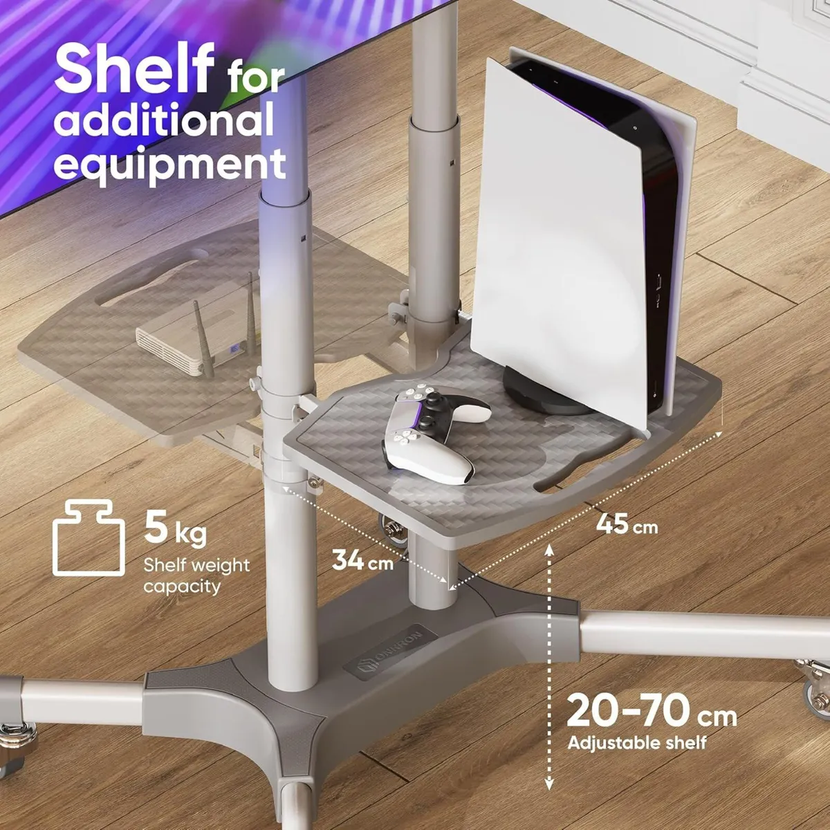 Mobile TV Stand on Wheels for 32-65 Inch - Image 4