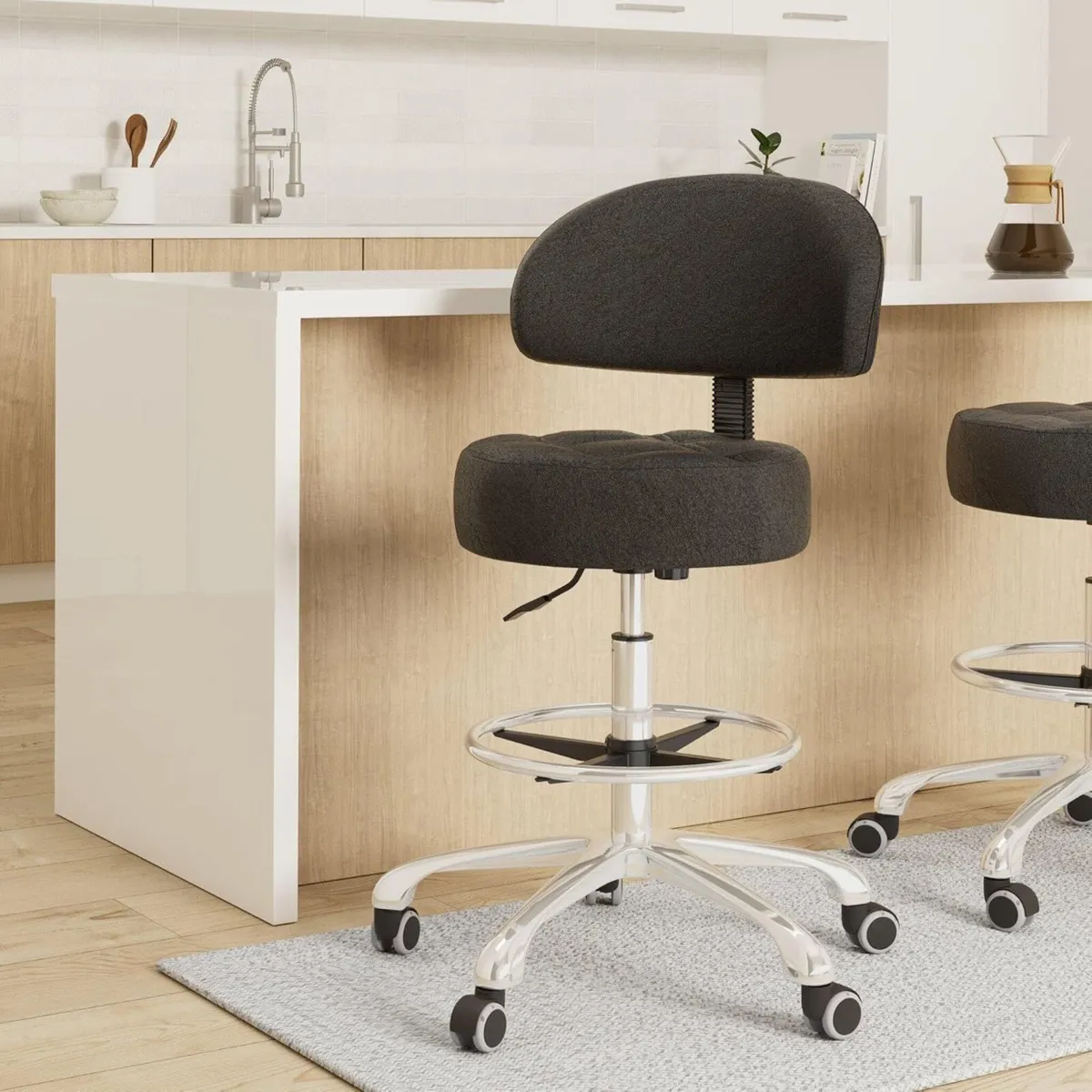 Grace Height Adjustable Rolling Swivel Stool - Image 2